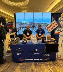 VMI Dredges President Cash Maitlen and VMI Shop Foreman Joe McAllister at the VMI Dredges booth at the Western Dredging Associations 2024 Summit and Expo in Tampa Florida